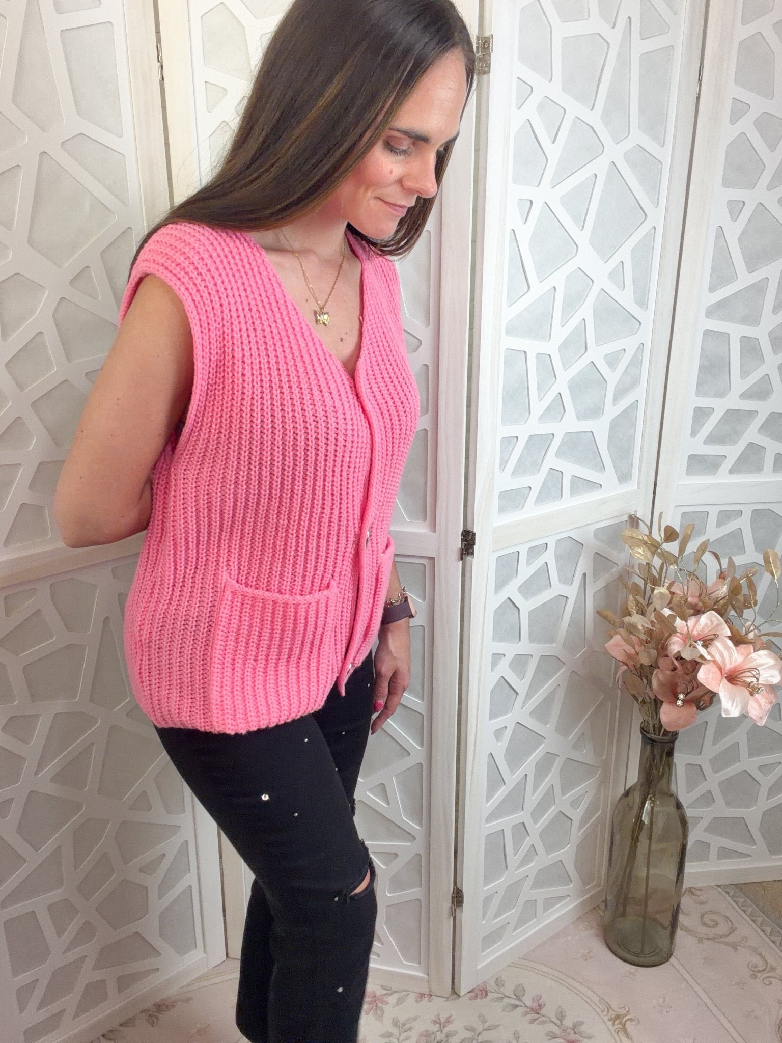 Luxe Ribbed Button - Down Knitted Vest – Sleeveless Layering Cardigan - Bella Blossom Boutique