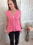 Luxe Ribbed Button - Down Knitted Vest – Sleeveless Layering Cardigan - Bella Blossom Boutique