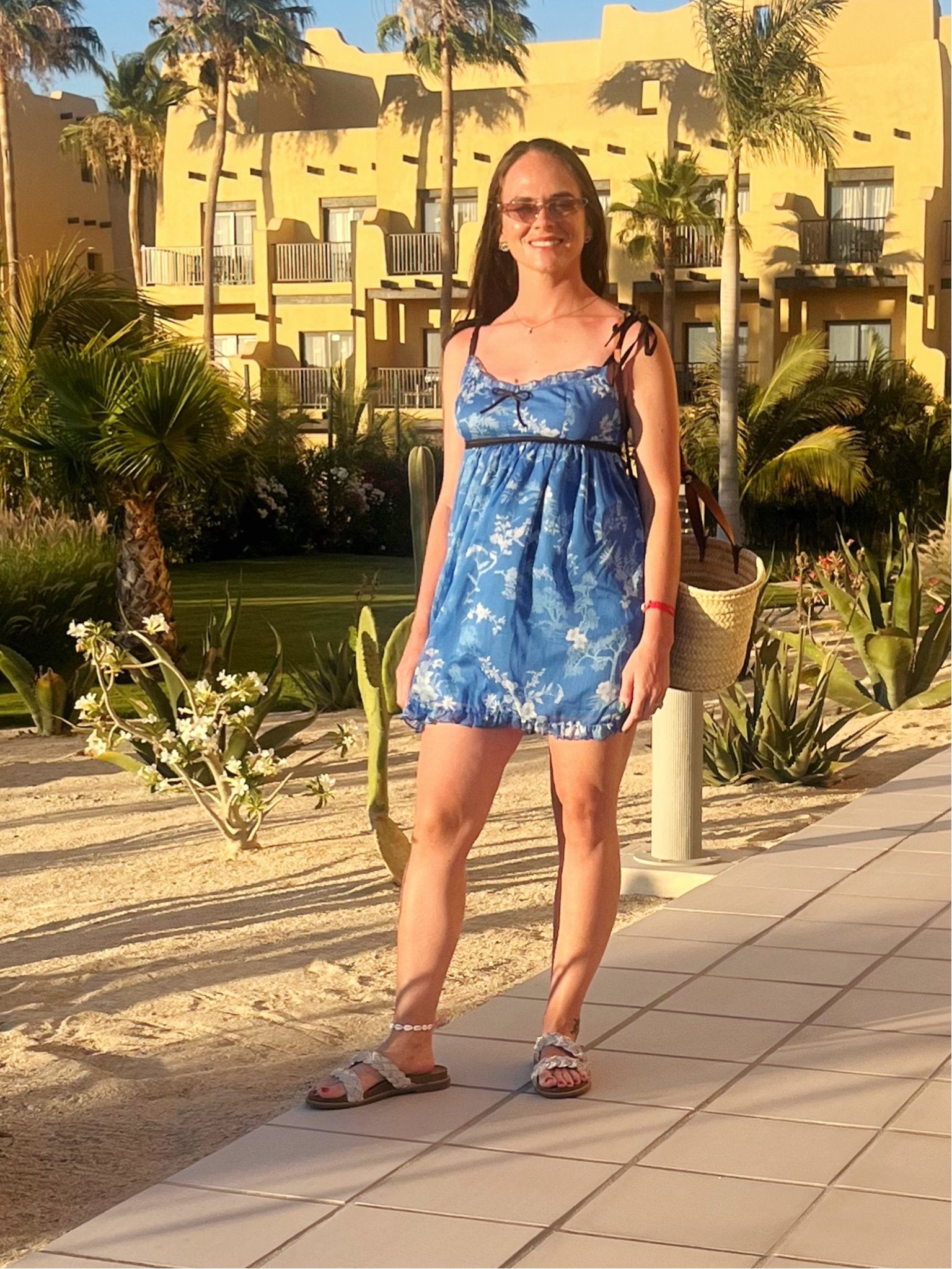 Marine Floral Swing Mini Dress | Breezy Nautical Summer Style - Bella Blossom Boutique