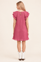 Mauve Ruffle Sleeve Pleated Mini Dress - Bella Blossom Boutique