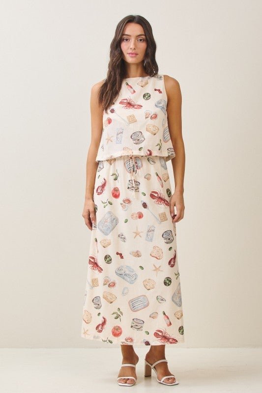 Mediterranean Coastal Seafood Print Matching Set - Bella Blossom Boutique