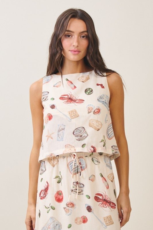 Mediterranean Coastal Seafood Print Matching Set - Bella Blossom Boutique