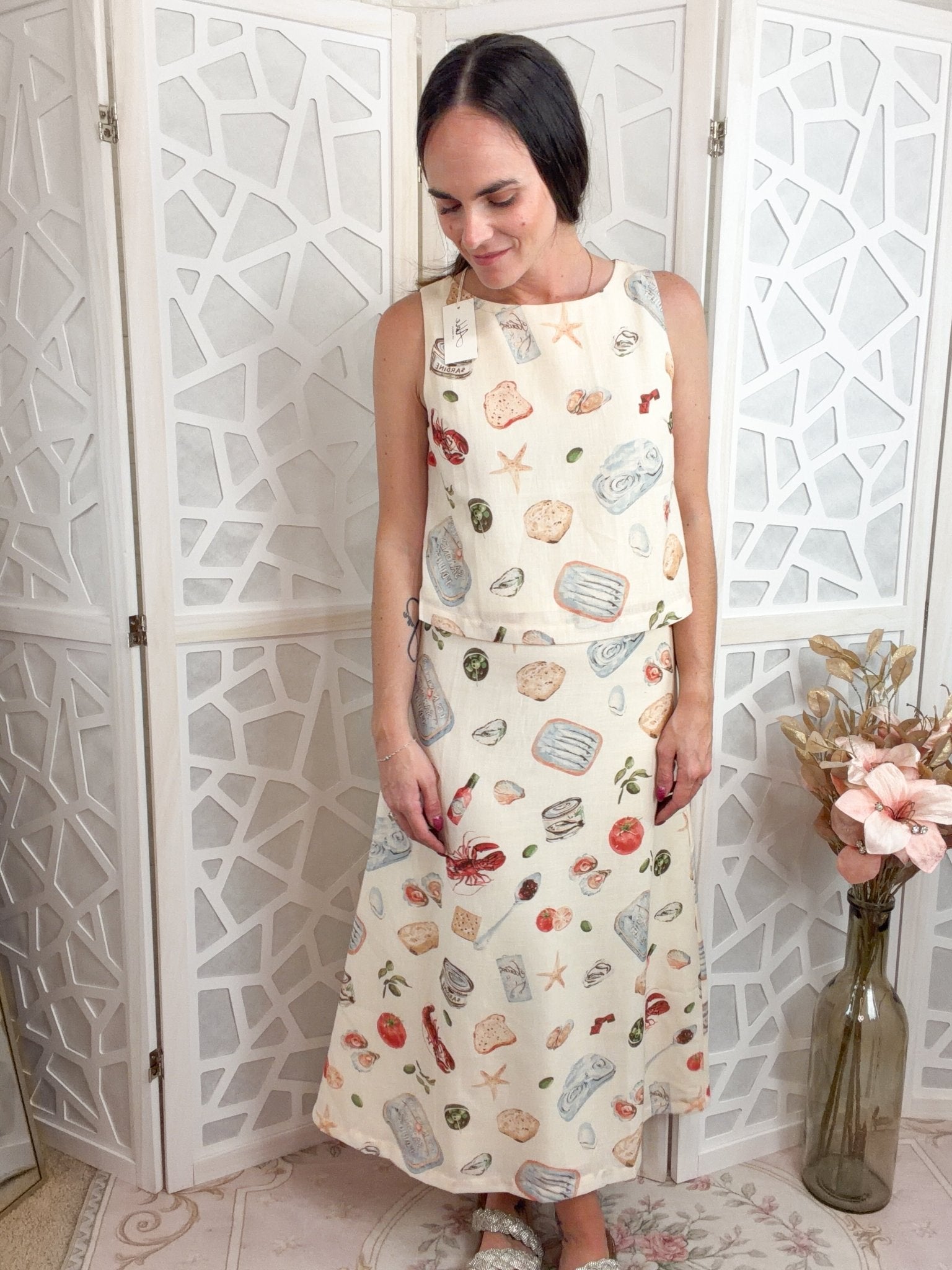 Mediterranean Coastal Seafood Print Matching Set - Bella Blossom Boutique