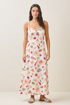 Mediterranean Feast Whimsical Food Print Cami Maxi Dress - Bella Blossom Boutique