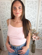 Mia Bow Accent Knit Cami – Feminine Pointelle Boutique Top - Bella Blossom Boutique