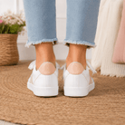 MIA Sleek White & Blush Sneakers – Chic Everyday Comfort with Boho Stitching - Bella Blossom Boutique