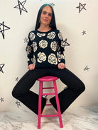 Midnight Bloom Rose Graphic Knit Sweater - Bella Blossom Boutique