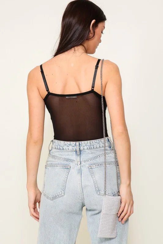 Midnight Glam Rhinestone Mesh Corset Bodysuit - Bella Blossom Boutique