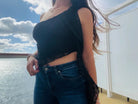 Midnight Lace One - Shoulder Ruffle Top - Bella Blossom Boutique