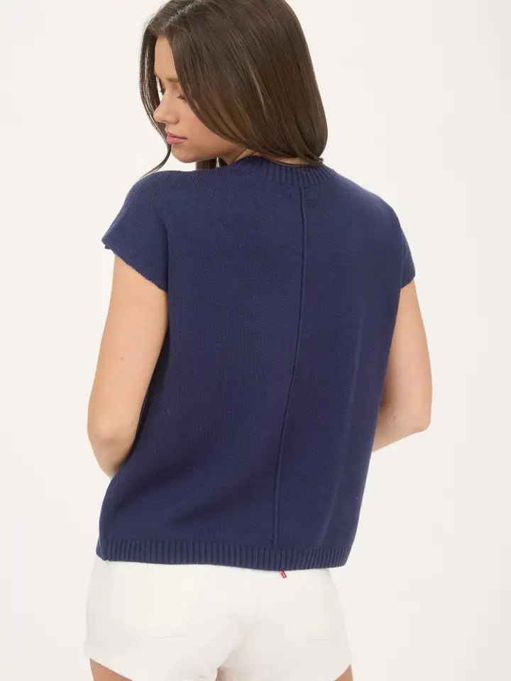 "Mimosa Please" Knit Short - Sleeve Pullover – Trendy Weekend Brunch Sweater - Bella Blossom Boutique
