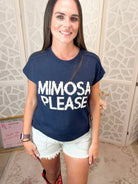 "Mimosa Please" Knit Short-Sleeve Pullover – Trendy Weekend Brunch Sweater - Bella Blossom Boutique