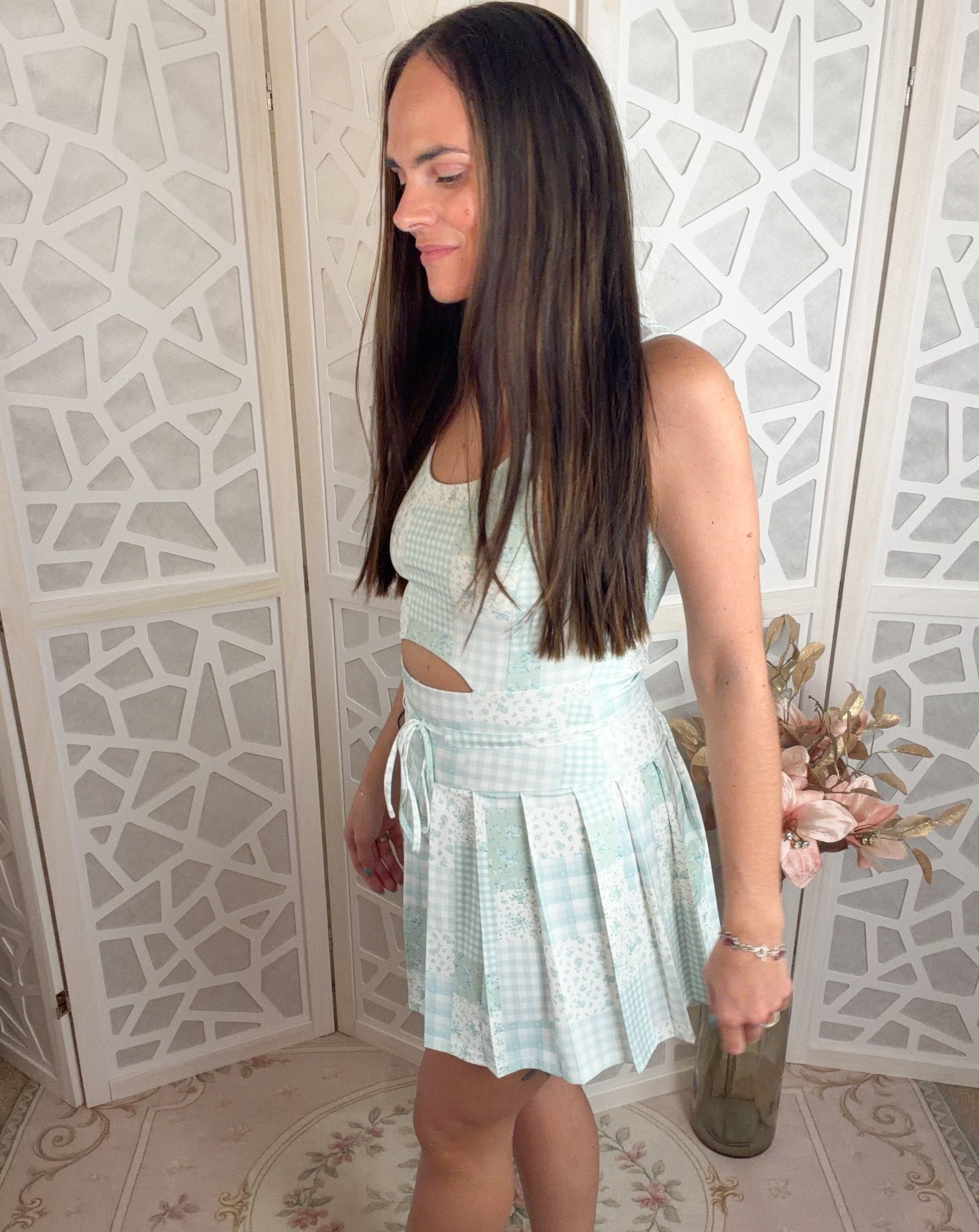 Mint Patchwork Active Cutout Romper – High - Performance Tennis & Outdoor Wear - Bella Blossom Boutique