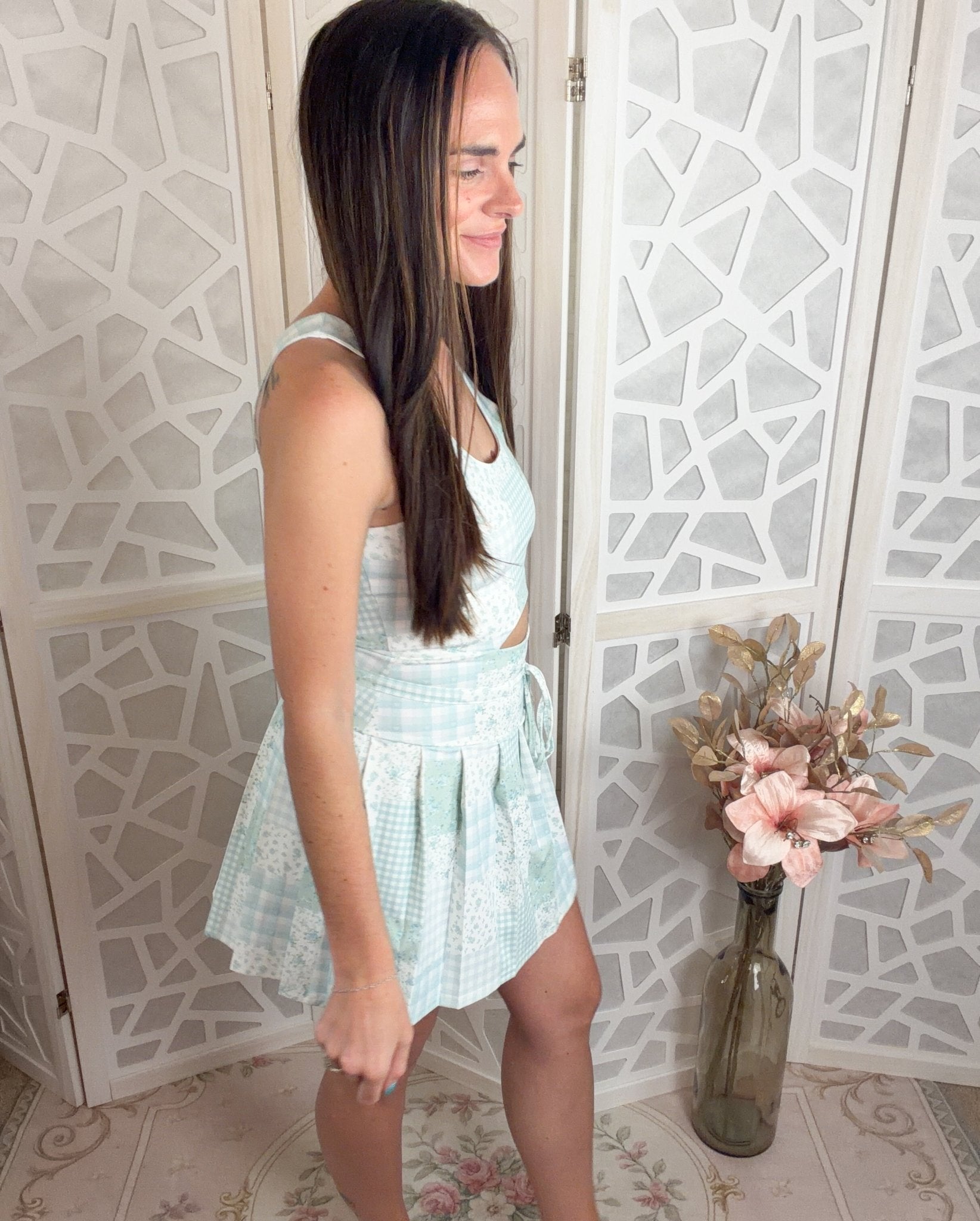 Mint Patchwork Active Cutout Romper – High - Performance Tennis & Outdoor Wear - Bella Blossom Boutique
