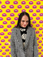 Modern Tailored Houndstooth Blazer with Fringed Trim - Bella Blossom Boutique