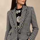 Modern Tailored Houndstooth Blazer with Fringed Trim - Bella Blossom Boutique