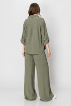 Olive Button Down Lounge Set - Bella Blossom Boutique