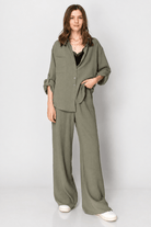 Olive Button Down Lounge Set - Bella Blossom Boutique