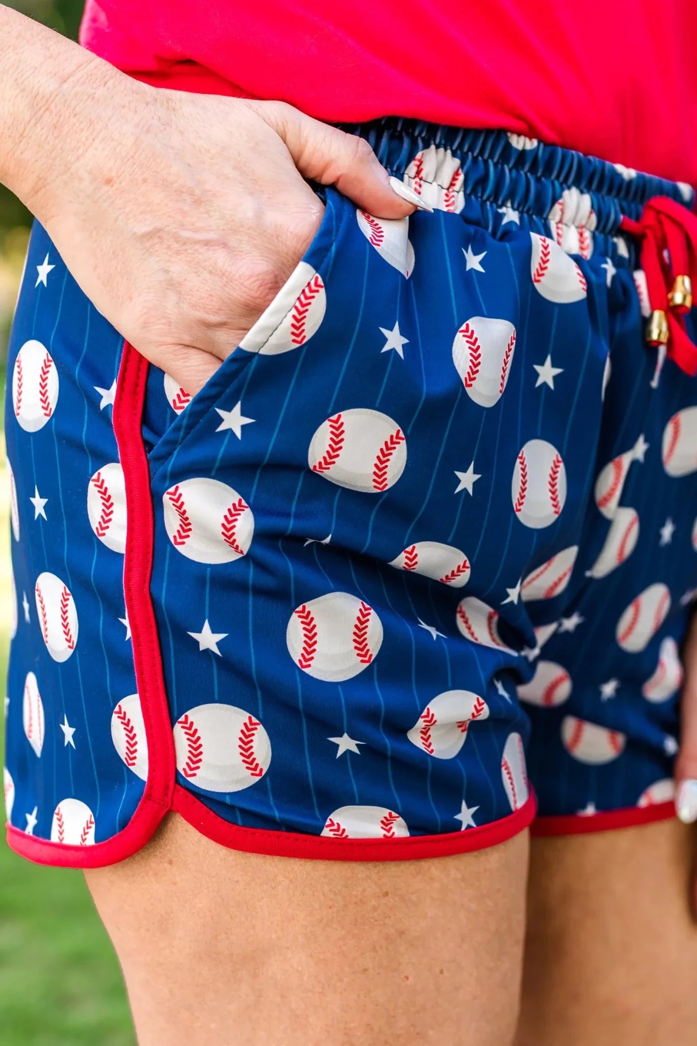 Out of Your League | Baseball Print Drawstring Lounge Shorts - Bella Blossom Boutique