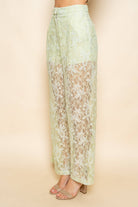 Pale Green Lace Long Leg Pants - Bella Blossom Boutique