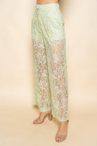 Pale Green Lace Long Leg Pants - Bella Blossom Boutique