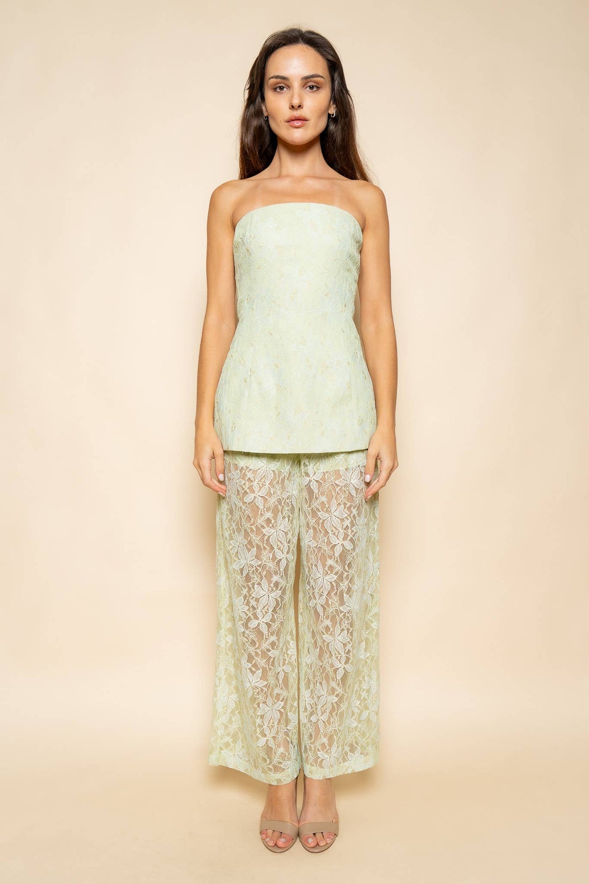 Pale Green Lace Strapless Tube Top - Bella Blossom Boutique