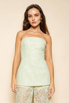 Pale Green Lace Strapless Tube Top - Bella Blossom Boutique