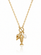 Pearl Tide Fish Necklace | Coastal Gold & Pearl Charm Jewelry - Bella Blossom Boutique