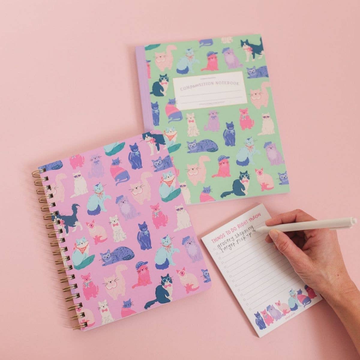 Pink Cool Cats Spiral Notebook - Bella Blossom Boutique