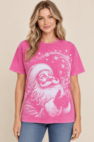 Pink Hand-Stoned Rhinestone Santa Tee - Bella Blossom Boutique