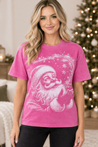 Pink Hand-Stoned Rhinestone Santa Tee - Bella Blossom Boutique