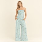 Playful Duck Print Strapless Lounge Set - Two-Piece Wide-Leg - Bella Blossom Boutique