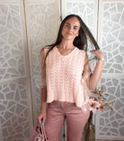 Pointelle Knit Ribbon-Tie Vest Top - Boho V-Neck Layering Piece - Bella Blossom Boutique