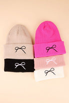 Pretty in Bows: Coquette Embroidered Knit Beanie - Bella Blossom Boutique