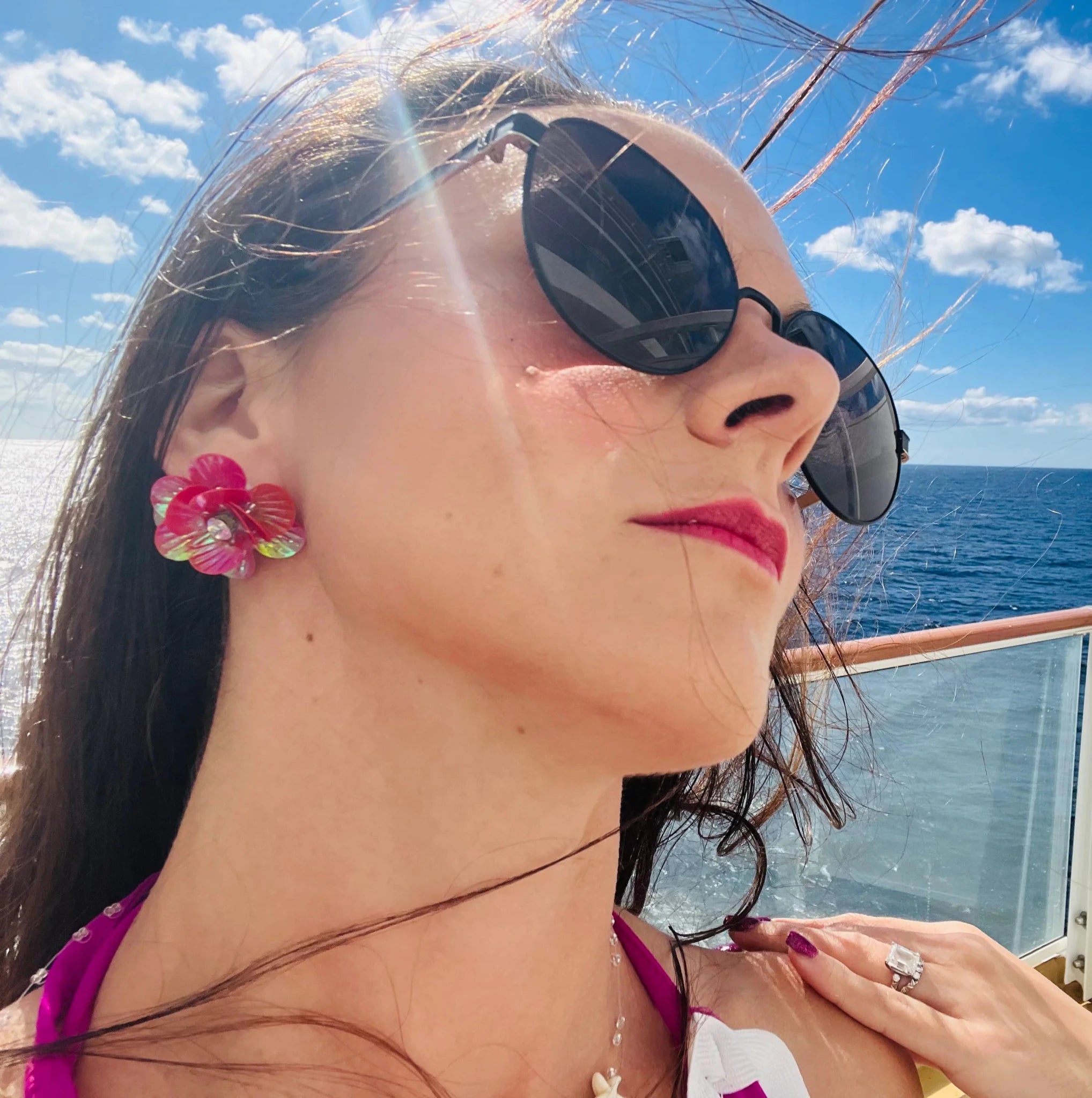 Radiant Bloom | Iridescent Sequin Flower Statement Earrings - Bella Blossom Boutique