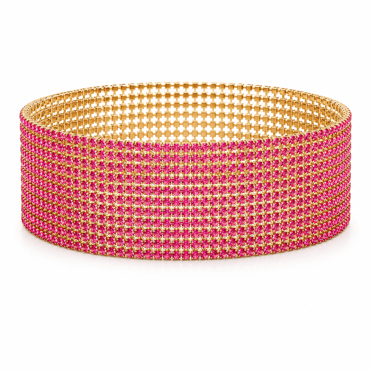 Radiant Fuchsia Multi-Strand Rhinestone Bracelet Set – Bold Pink Sparkle - Bella Blossom Boutique