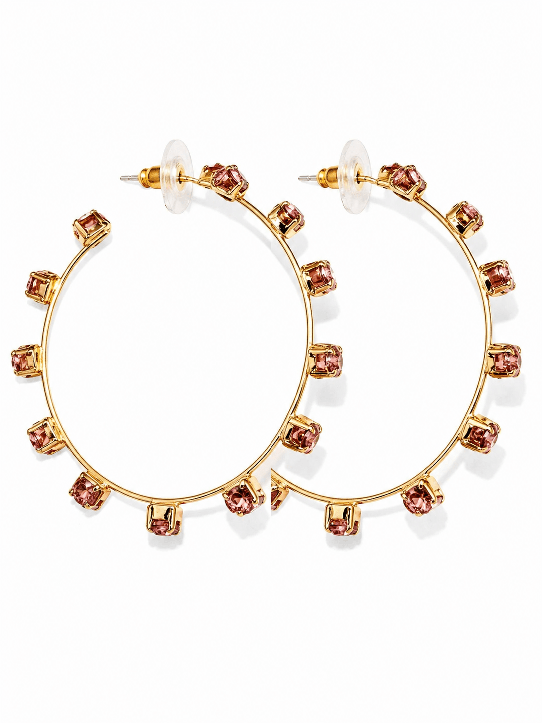 Radiant Rose Crystal Gold-Tone Hoop Earrings - Bella Blossom Boutique
