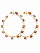 Radiant Rose Crystal Gold-Tone Hoop Earrings - Bella Blossom Boutique