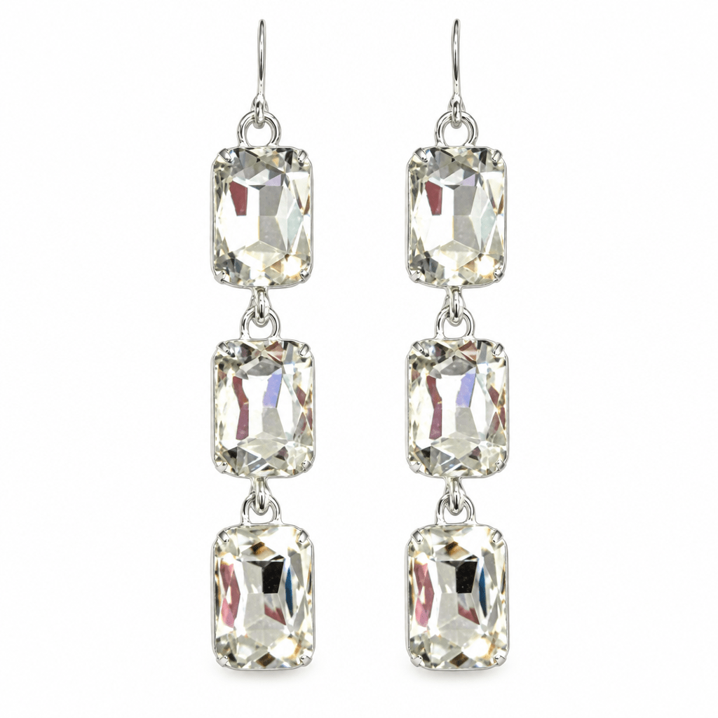 Rectangle Rhinestone Drop Earrings - Bella Blossom Boutique