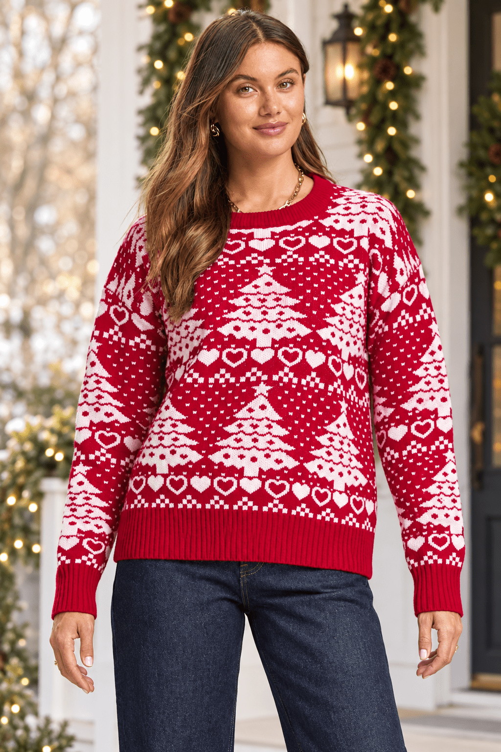 Red Christmas Tree Holiday Sweater - Bella Blossom Boutique