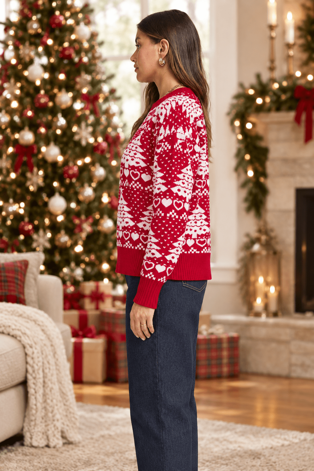 Red Christmas Tree Holiday Sweater - Bella Blossom Boutique