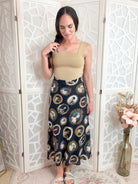 Regency Muse Vintage Portrait Print A - Line Midi Skirt - Bella Blossom Boutique