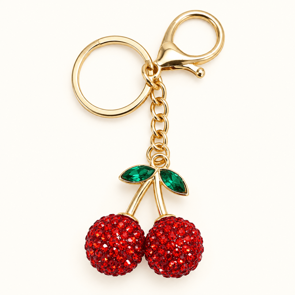Rhinestone Cherry Drop Keychain - Bella Blossom Boutique