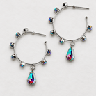 Rhinestone Hoop Earrings with Drop Detail - Bella Blossom Boutique