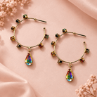 Rhinestone Hoop Earrings with Drop Detail - Bella Blossom Boutique