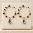 Rhinestone Hoop Earrings with Drop Detail - Bella Blossom Boutique