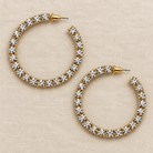 Rhinestone Stud Hoop Earrings- 2 Colors - Bella Blossom Boutique
