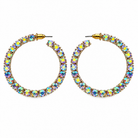 Rhinestone Stud Hoop Earrings- 2 Colors - Bella Blossom Boutique
