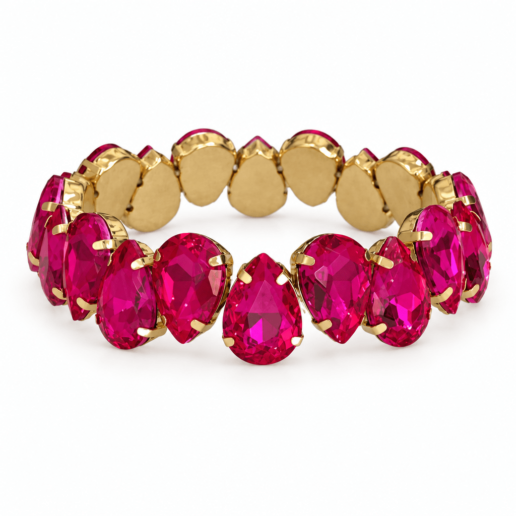 Rhinestone Teardrop Bracelet-Stretch Design - Bella Blossom Boutique