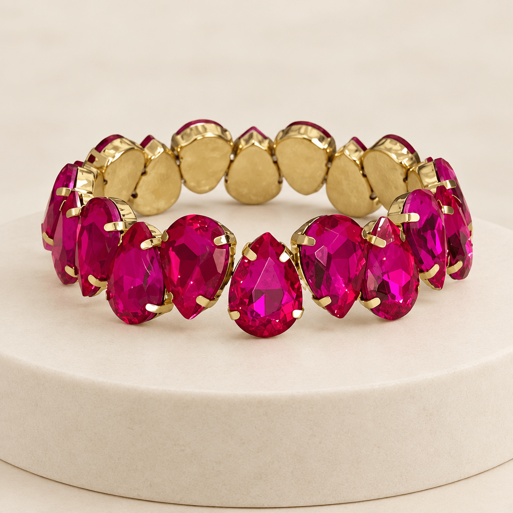 Rhinestone Teardrop Bracelet-Stretch Design - Bella Blossom Boutique