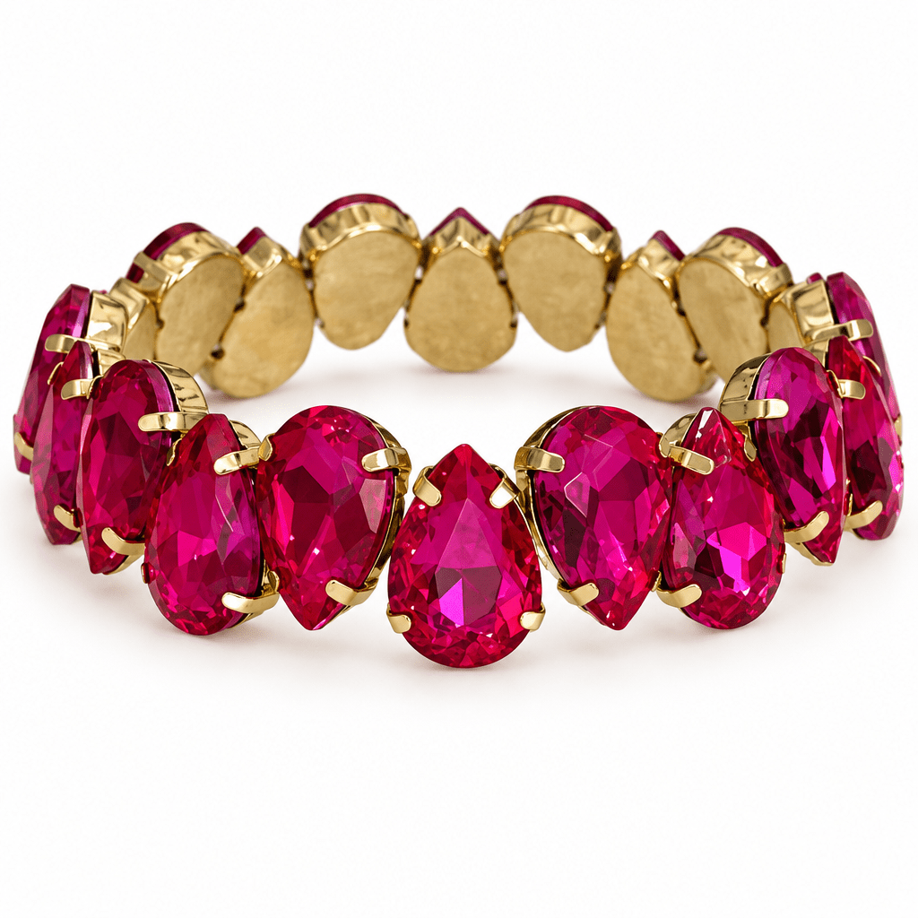 Rhinestone Teardrop Bracelet-Stretch Design - Bella Blossom Boutique